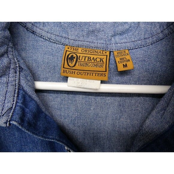 VTG Outback Trading Co‎ Mens M Denim Shirt Blue Short Sleeve Pockets Western - Picture 3 of 9